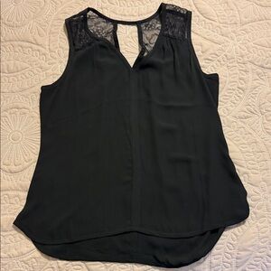 Banana Republic Black Sleeveless Blouse with Lace Detail